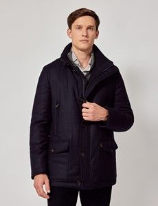 Navy Italian Wool Blend Quilted Parka - 1913 Collection-preview10