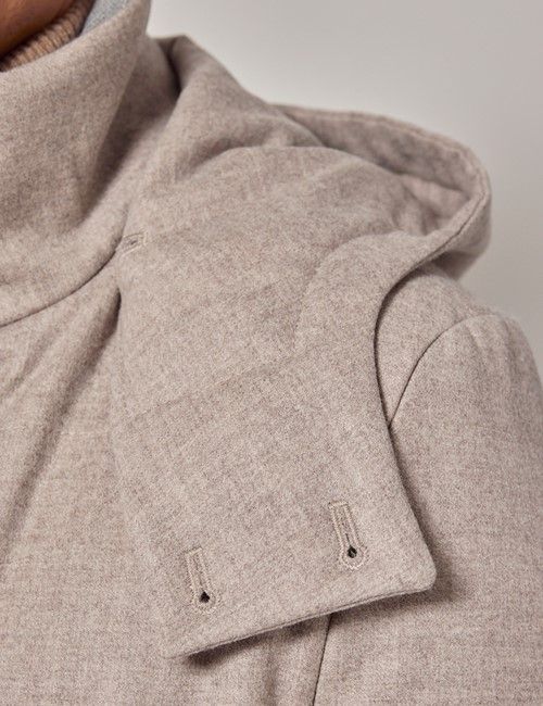 Light Beige Italian Wool Blend Quilted Parka - 1913 Collection-preview