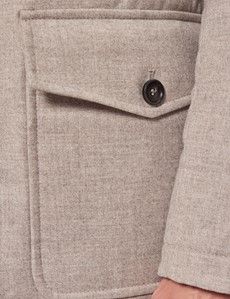 Light Beige Italian Wool Blend Quilted Parka - 1913 Collection-preview2