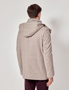 Light Beige Italian Wool Blend Quilted Parka - 1913 Collection-preview4