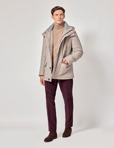 Light Beige Italian Wool Blend Quilted Parka - 1913 Collection-preview8