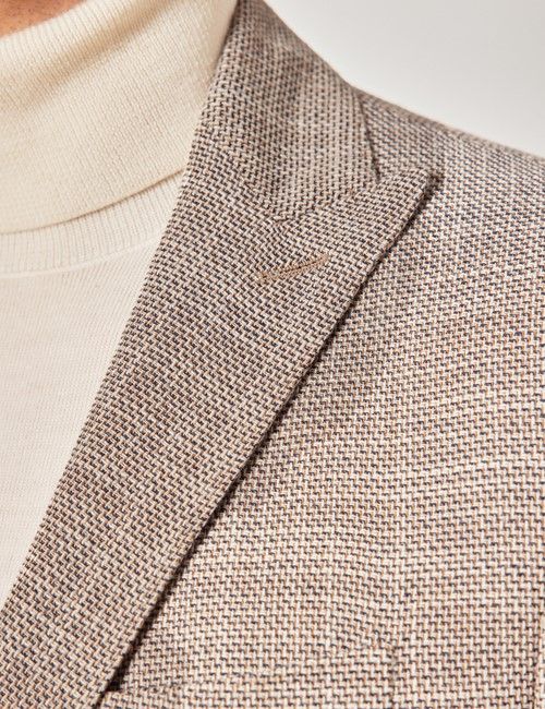 Brown Semi Plain Italian Cotton Blazer - 1913 Collection-preview