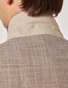 Brown Semi Plain Italian Cotton Blazer - 1913 Collection-preview5
