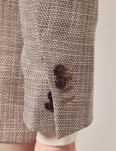 Brown Semi Plain Italian Cotton Blazer - 1913 Collection-preview6