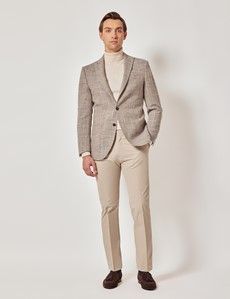 Brown Semi Plain Italian Cotton Blazer - 1913 Collection-preview7