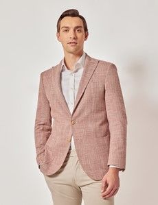 Red Semi Plain Italian Cotton Blazer - 1913 Collection