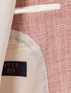 Red Semi Plain Italian Cotton Blazer - 1913 Collection-preview3