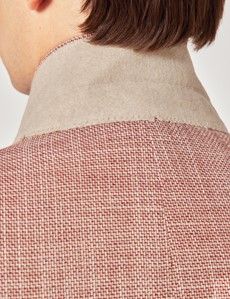Red Semi Plain Italian Cotton Blazer - 1913 Collection-preview5