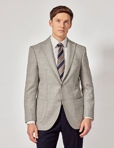 Light Grey Deconstructed Italian Wool Tailored Fit Blazer - 1913 Collection