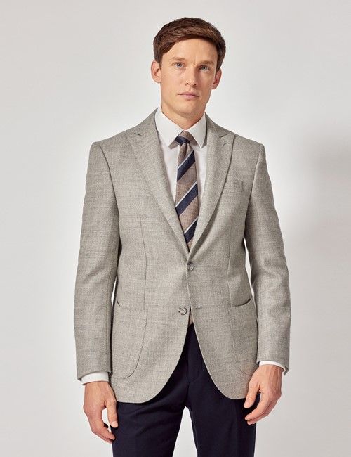 Light Grey Deconstructed Italian Wool Tailored Fit Blazer - 1913 Collection