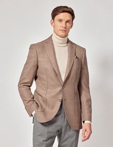Beige Deconstructed Italian Wool Tailored Fit Blazer - 1913 Collection