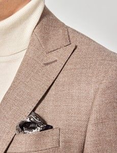 Beige Deconstructed Italian Wool Tailored Fit Blazer - 1913 Collection-preview1