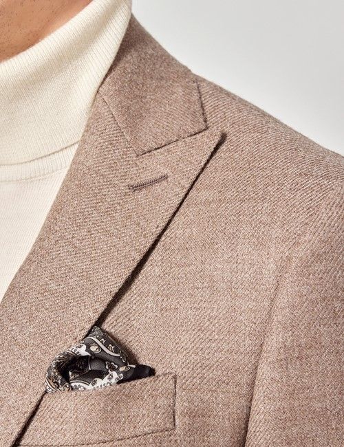 Beige Deconstructed Italian Wool Tailored Fit Blazer - 1913 Collection-preview