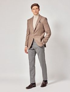 Beige Deconstructed Italian Wool Tailored Fit Blazer - 1913 Collection-preview7