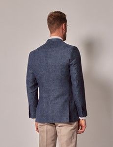 Navy Wool Linen Blend Blazer - 1913 Collection-preview3