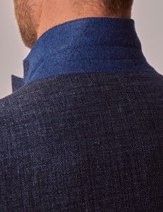 Navy Wool Linen Blend Blazer - 1913 Collection-preview4