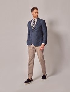 Navy Wool Linen Blend Blazer - 1913 Collection-preview6