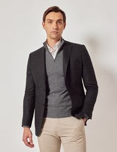 Brown Twist Twill Wool Blend Blazer