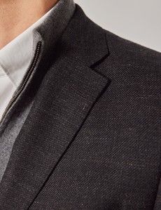 Brown Twist Twill Wool Blend Blazer-preview1