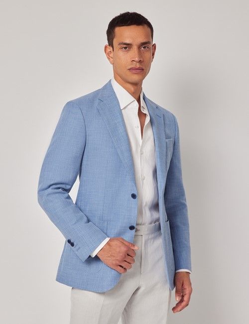 Light Blue Cotton-Wool Blend Blazer - 1913 Collection