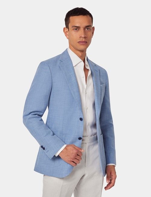 Light Blue Cotton-Wool Blend Blazer - 1913 Collection
