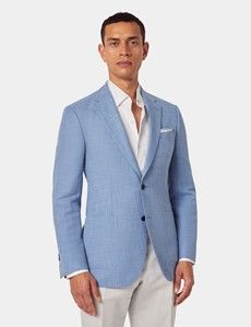 Light Blue Cotton-Wool Blend Blazer - 1913 Collection-preview5