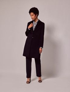 Navy Single Breasted Wool Overcoat-preview1