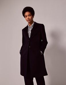 Navy Single Breasted Wool Overcoat-preview2