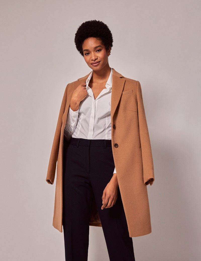 Single breasted womens wool coat on sale