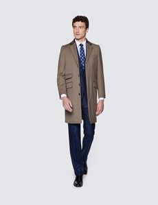 Men's Camel Covert Coat - 100% Wool-preview4