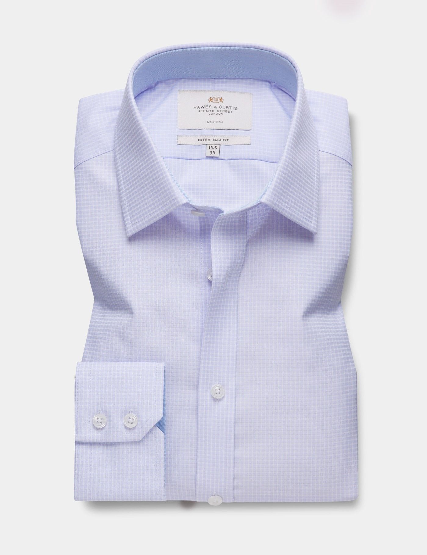Extra Slim Fit Lilac & White Small Plaid Non-Iron Shirt - Contrast Detail-preview