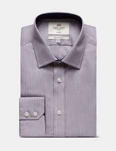 Extra Slim Fit Red & Navy Small Check Non-Iron Shirt - Contrast Detail