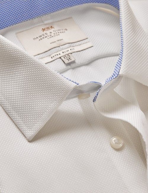 Non-Iron White Fabric Interest Extra Slim Shirt - Contrast Detail-preview