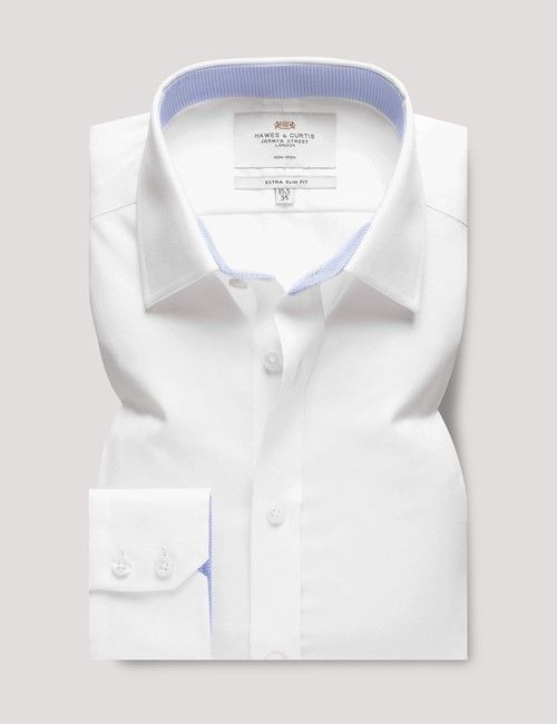 Non-Iron White Twill Extra Slim Shirt - Contrast Detail-preview