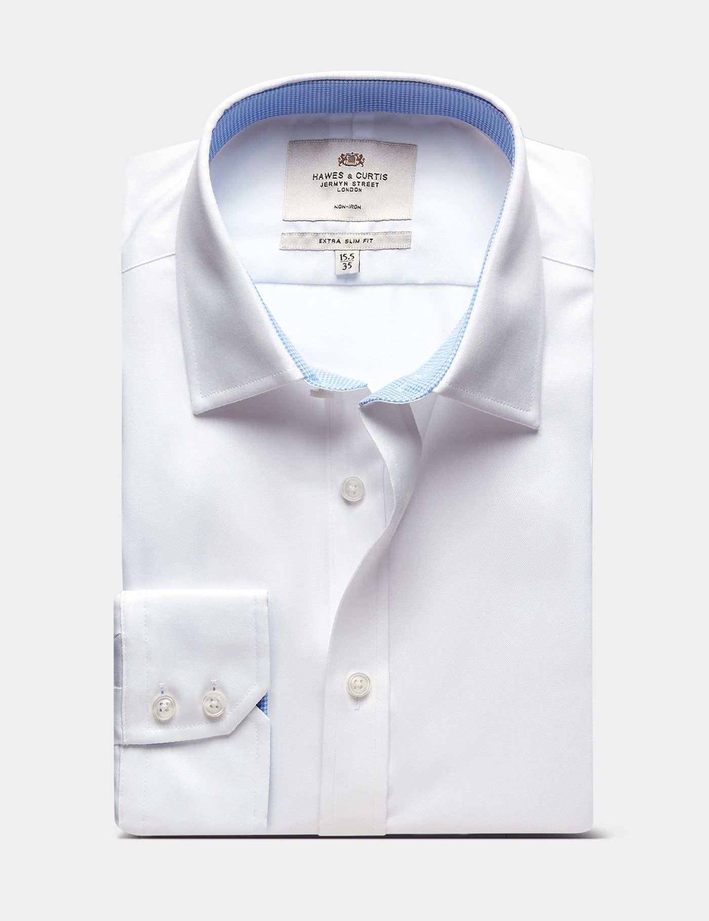 Extra Slim Fit White Twill Non-Iron Shirt - Contrast Detail-preview