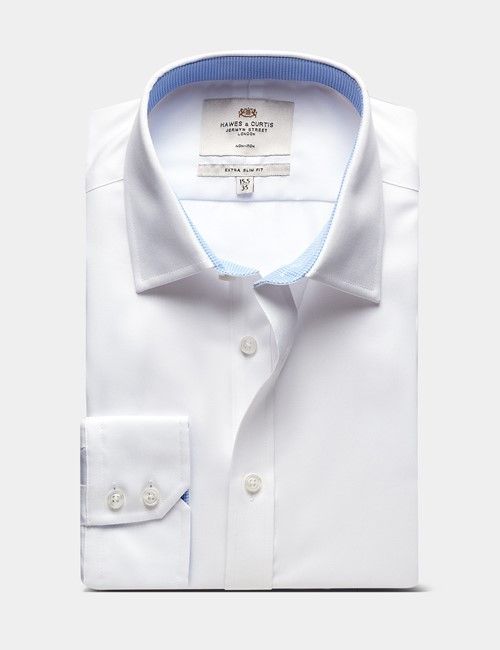 Extra Slim Fit White Twill Non-Iron Shirt - Contrast Detail-preview