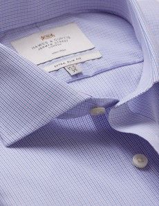 Extra Slim Fit Lilac & Blue Mini Check Non-Iron Shirt