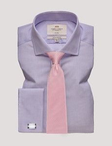 Extra Slim Fit Lilac & Blue Mini Check Non-Iron Shirt