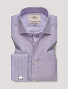 Extra Slim Fit Lilac & Blue Mini Check Non-Iron Shirt