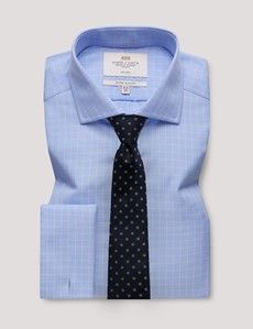 Extra Slim Fit Blue & Pink Grid Check Non-Iron Shirt