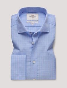 Extra Slim Fit Blue & Pink Grid Check Non-Iron Shirt