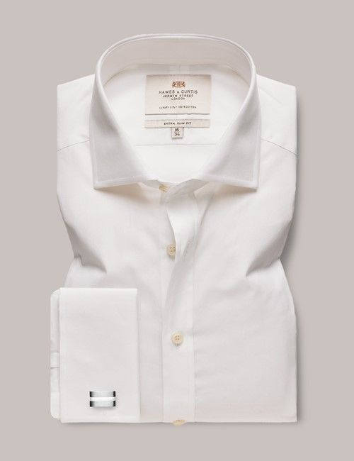 White Extra Slim Shirt - Windsor Collar - Double Cuff-preview