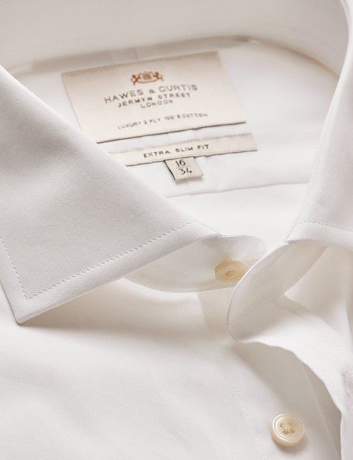 White Extra Slim Shirt - Windsor Collar - Double Cuff