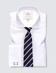 White Poplin Extra Slim Shirt with Windsor Collar - Double Cuffs