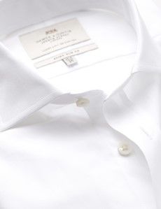 White Poplin Extra Slim Shirt with Windsor Collar - Double Cuffs