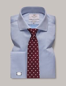 Non-Iron Blue Twill Extra Slim Shirt - Windsor Collar - French Cuff-preview2