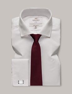 Non-Iron White Twill Extra Slim Shirt - Windsor Collar - French Cuff-preview2