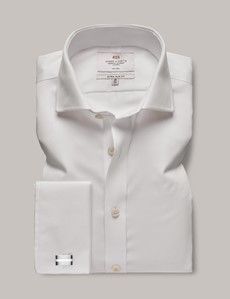 Non-Iron White Twill Extra Slim Shirt - Windsor Collar - French Cuff-preview1
