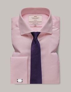 Non-Iron Pink Twill Extra Slim Shirt - Windsor Collar - French Cuff-preview2