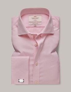 Non-Iron Pink Twill Extra Slim Shirt - Windsor Collar - French Cuff-preview1